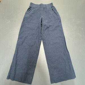 Smoking Lily Pants Women's Small Navy Elastic Waist Wide Leg Casual Linen Blend